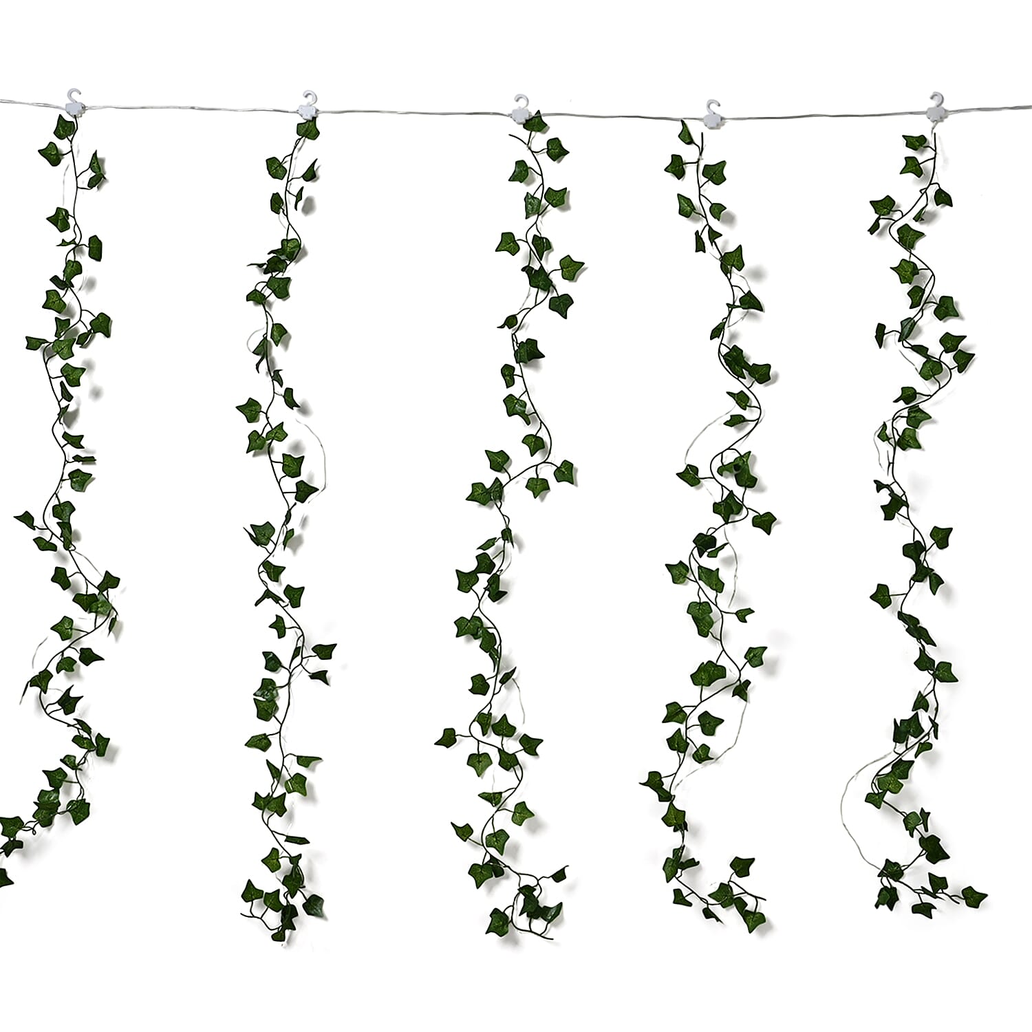 Solar Ivy Leaf String Lights - Green Garland with 160 Warm White LEDs & Rechargeable Battery (Included)