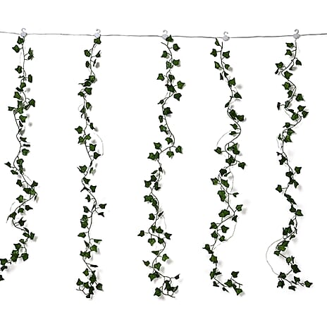 Solar Ivy Leaf String Lights - Green Garland with 160 Warm White LEDs & Rechargeable Battery (Included)