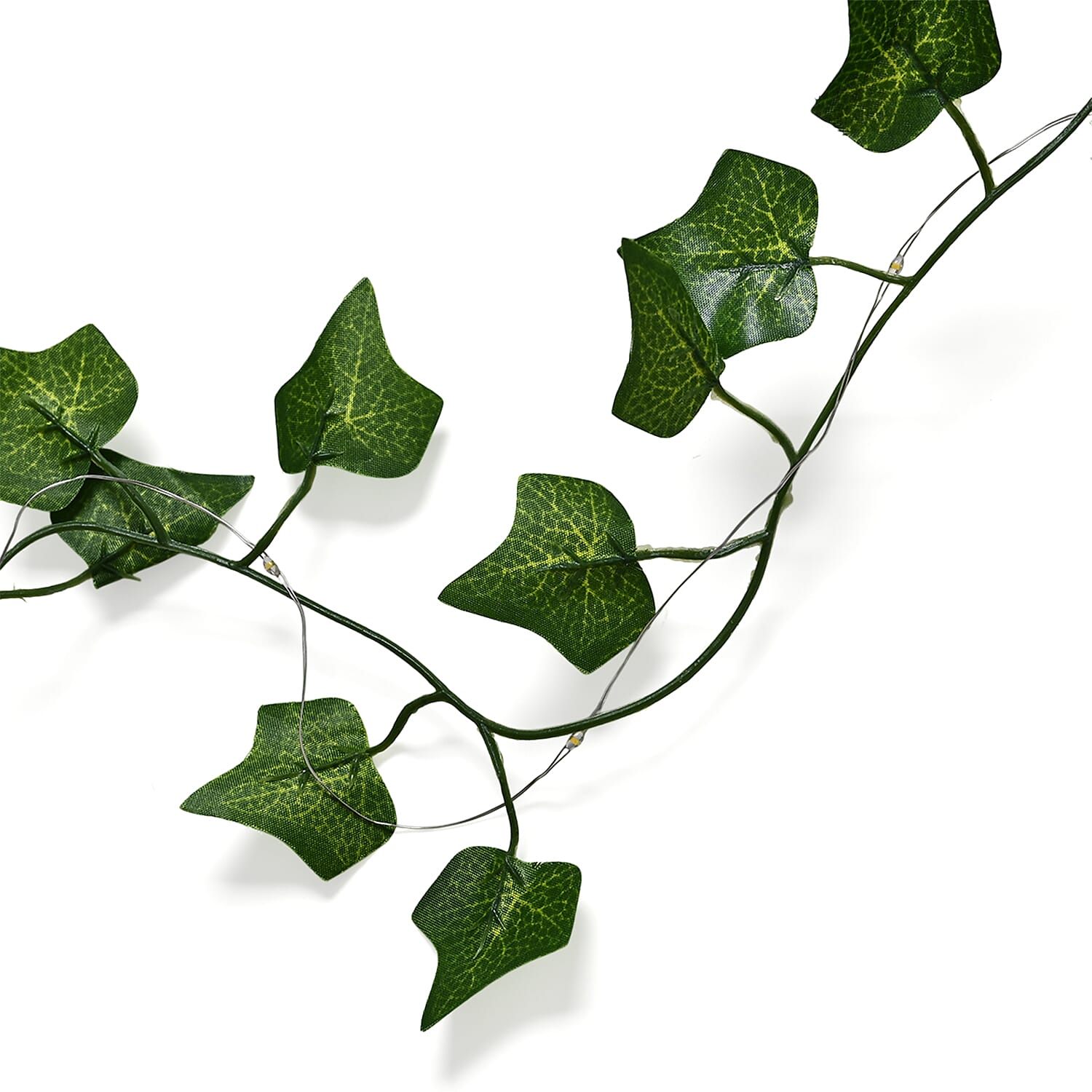 Solar Ivy Leaf String Lights - Green Garland with 160 Warm White LEDs & Rechargeable Battery (Included)