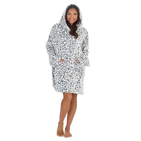 Woven Poncho - White Leopard