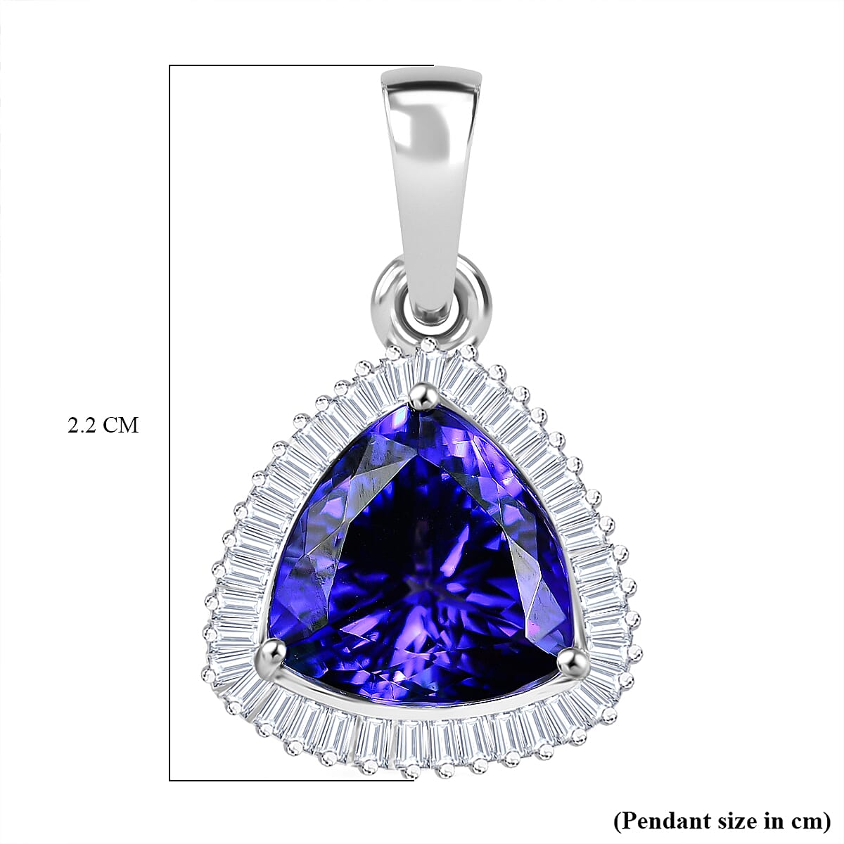 RHAPSODY 950 Platinum AAAA Trillion (4.00 Cts) Tanzanite & Natural Diamond (VS-E-F) Halo Pendant 4.47 Ct.