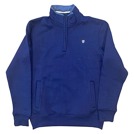 Charles Norton Cotton Quarter Zip Sweatshirt (Size L) - Navy