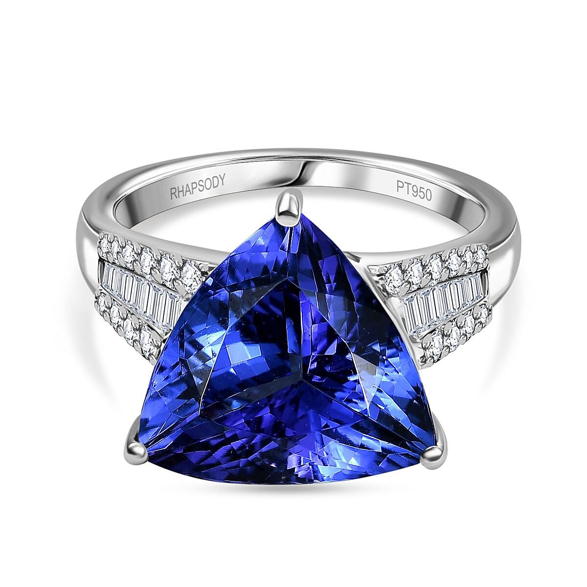RHAPSODY - 950 Platinum AAAA Tanzanite & White Diamond (VS-E-F) Solitaire Ring 7.84 Ct.