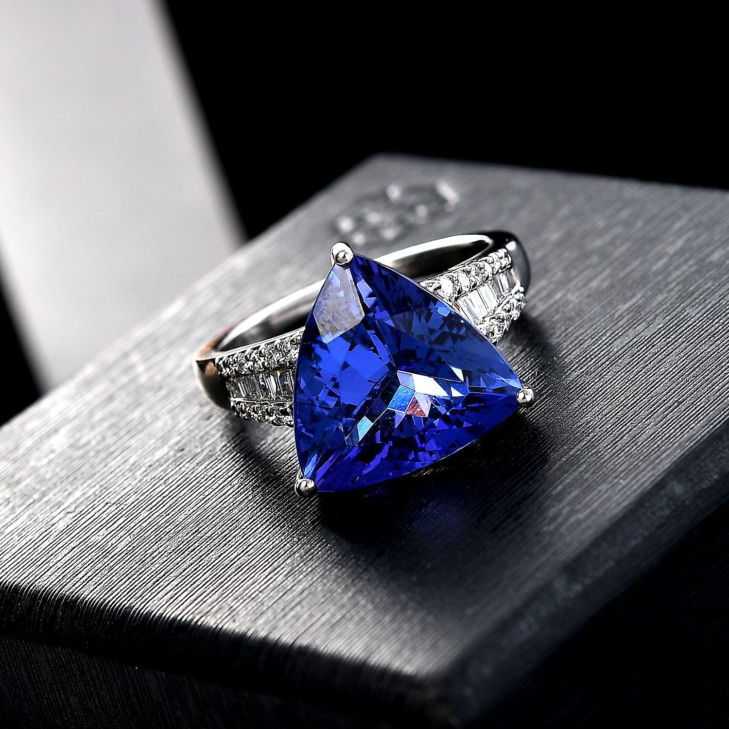 RHAPSODY - 950 Platinum AAAA Tanzanite & White Diamond (VS-E-F) Solitaire Ring 7.84 Ct.