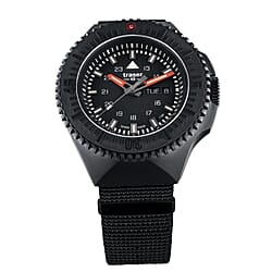 Traser Black Stealth Black P69 Swiss Quartz Movt. 20ATM Water Resistance Day Date Dial Mens Watch with Strap