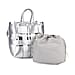 Hollow Woven Design Bucket Bag with Removable Drawstring Pouch - White