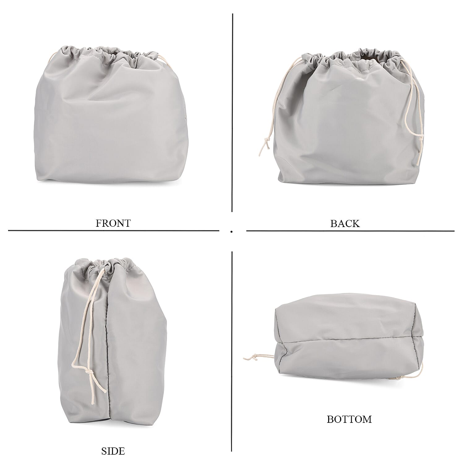 Hollow Woven Design Bucket Bag with Removable Drawstring Pouch - Silver