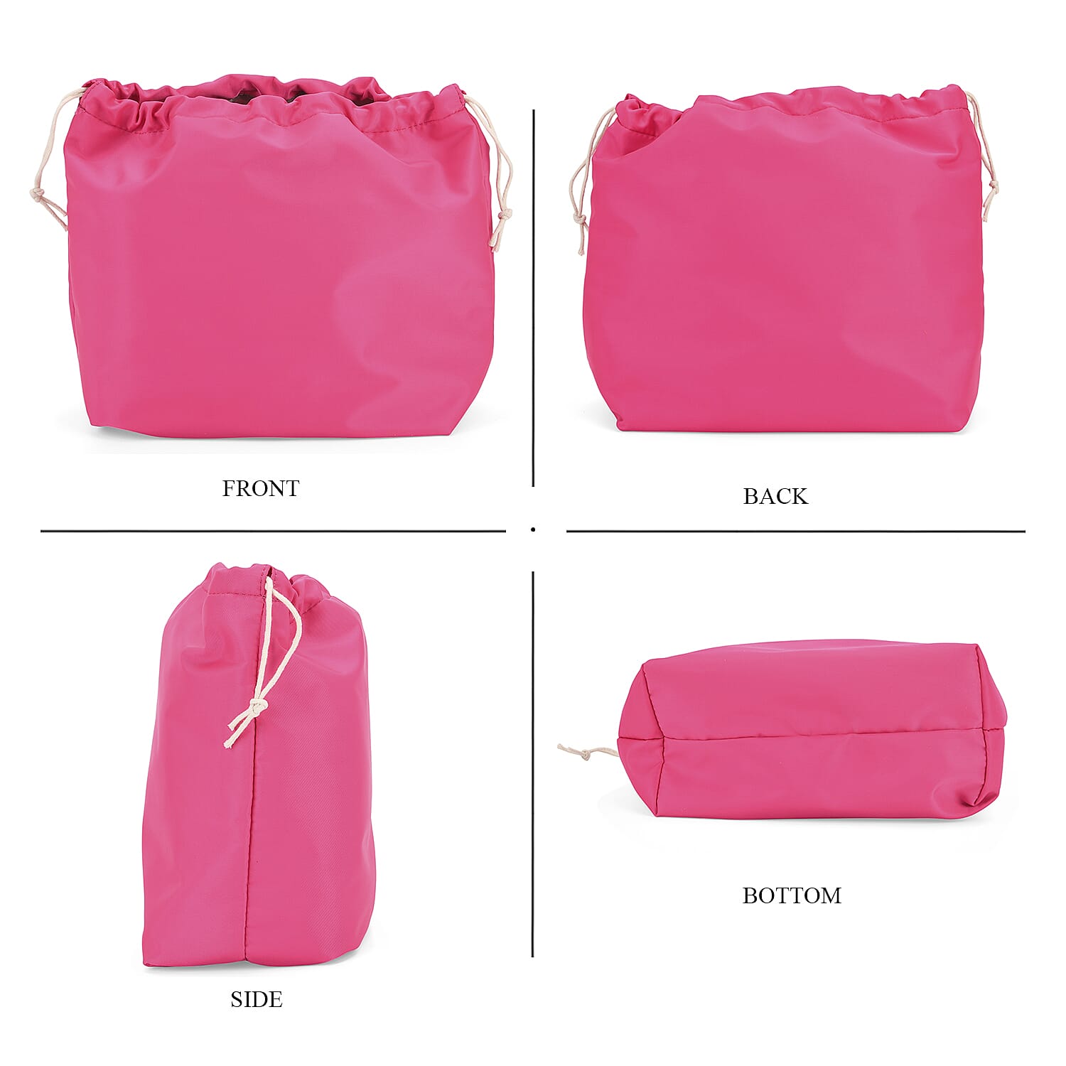 Hollow Woven Design Bucket Bag with Removable Drawstring Pouch - Rose Red