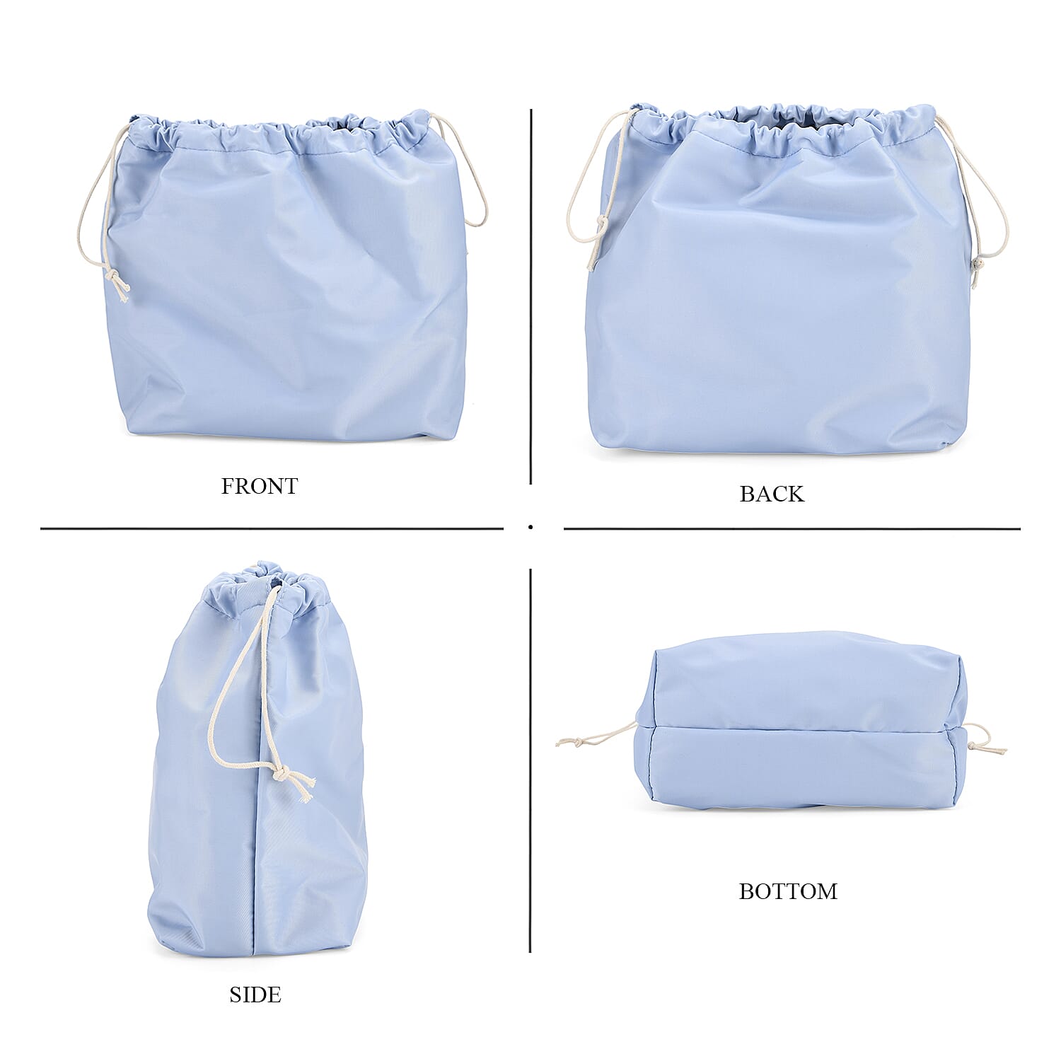Hollow Woven Design Bucket Bag with Removable Drawstring Pouch - Light Blue