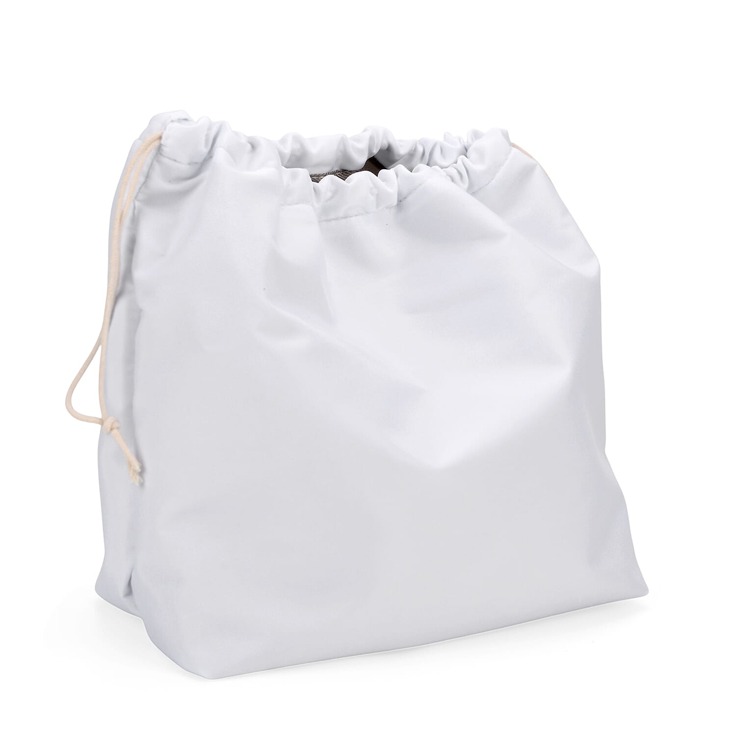 Hollow Woven Design Bucket Bag with Removable Drawstring Pouch - White