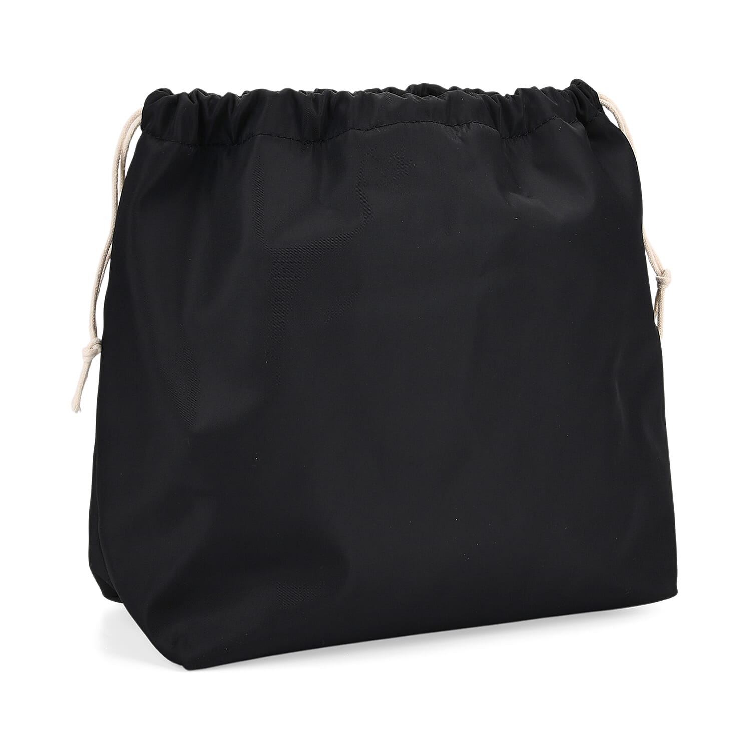 Hollow Woven Design Bucket Bag with Removable Drawstring Pouch - Black