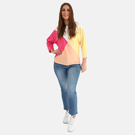 Mudflower Colour Block Batwing with Heartstone Jumper (Size 18) - Pink - Orange