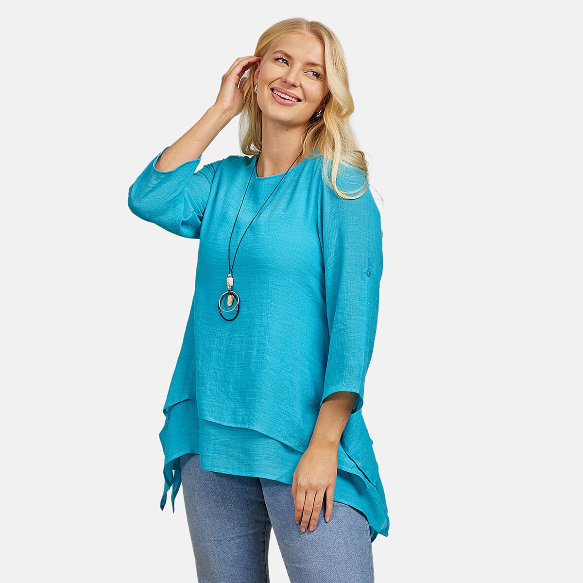 Mudflower-Layered-Hanky-Hem-Top-with-Neck-Size-10-Teal