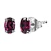Orissa Natural Rhodolite Garnet Solitaire Stud Push Post Earring in Rhodium Overlay Sterling Silver 1.17 Ct.