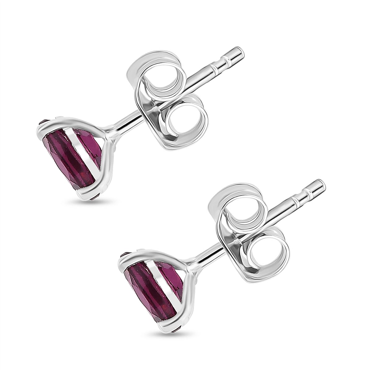 Orissa Natural Rhodolite Garnet Solitaire Stud Push Post Earring in Rhodium Overlay Sterling Silver 1.17 Ct. Orissa Natural Rhodolite Garnet Solitaire Stud Push Post Earring in Rhodium Overlay Sterling Silver 1.17 Ct.