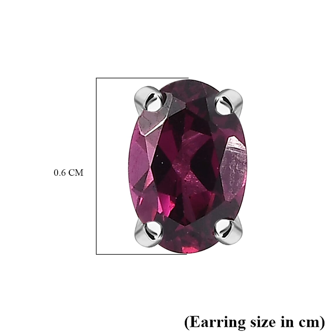 Orissa Natural Rhodolite Garnet Solitaire Stud Push Post Earring in Rhodium Overlay Sterling Silver 1.17 Ct. Orissa Natural Rhodolite Garnet Solitaire Stud Push Post Earring in Rhodium Overlay Sterling Silver 1.17 Ct.