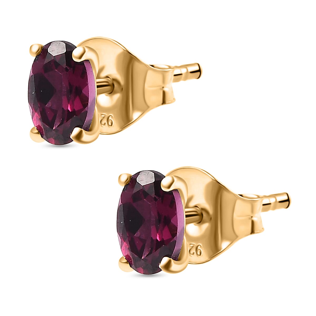 Orissa Natural Rhodolite Garnet Solitaire Stud Push Post Earring in Sterling Silver