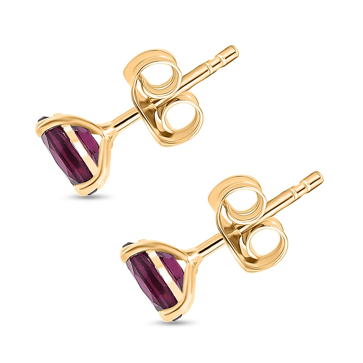 Orissa Natural Rhodolite Garnet Solitaire Stud Push Post Earring in Sterling Silver