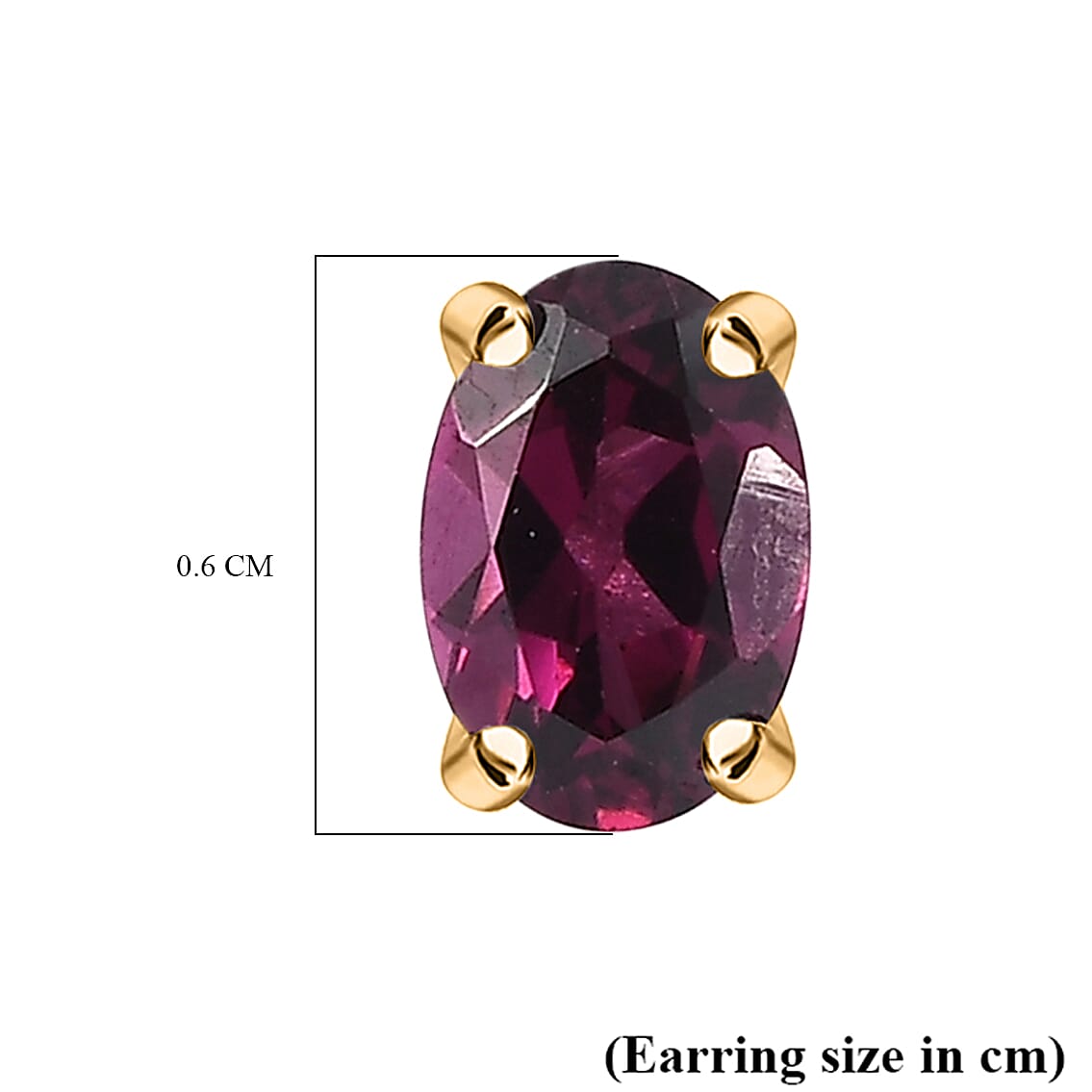Orissa Natural Rhodolite Garnet Solitaire Stud Push Post Earring in Sterling Silver