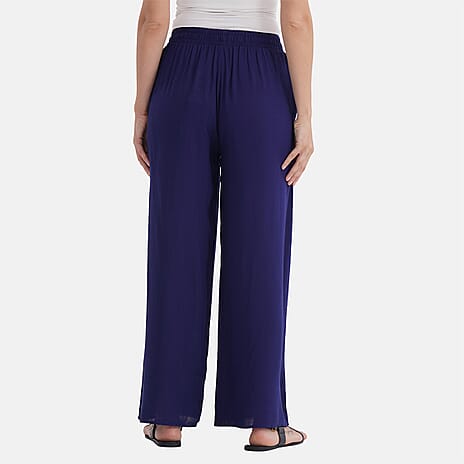 La Marey Casual Wide Leg Trousers with Elastic Waist (Size - 12 to 14) - Navy