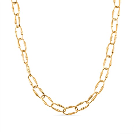 LUCY Q - Drop Link Collection Necklace (Size - 20) with Clasp in 18K Vermeil Yellow Gold Plated Sterling Silver, Silver Wt. 50 Gms.