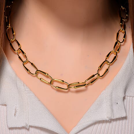 LUCY Q - Drop Link Collection Necklace (Size - 20) with Clasp in 18K Vermeil Yellow Gold Plated Sterling Silver, Silver Wt. 50 Gms.