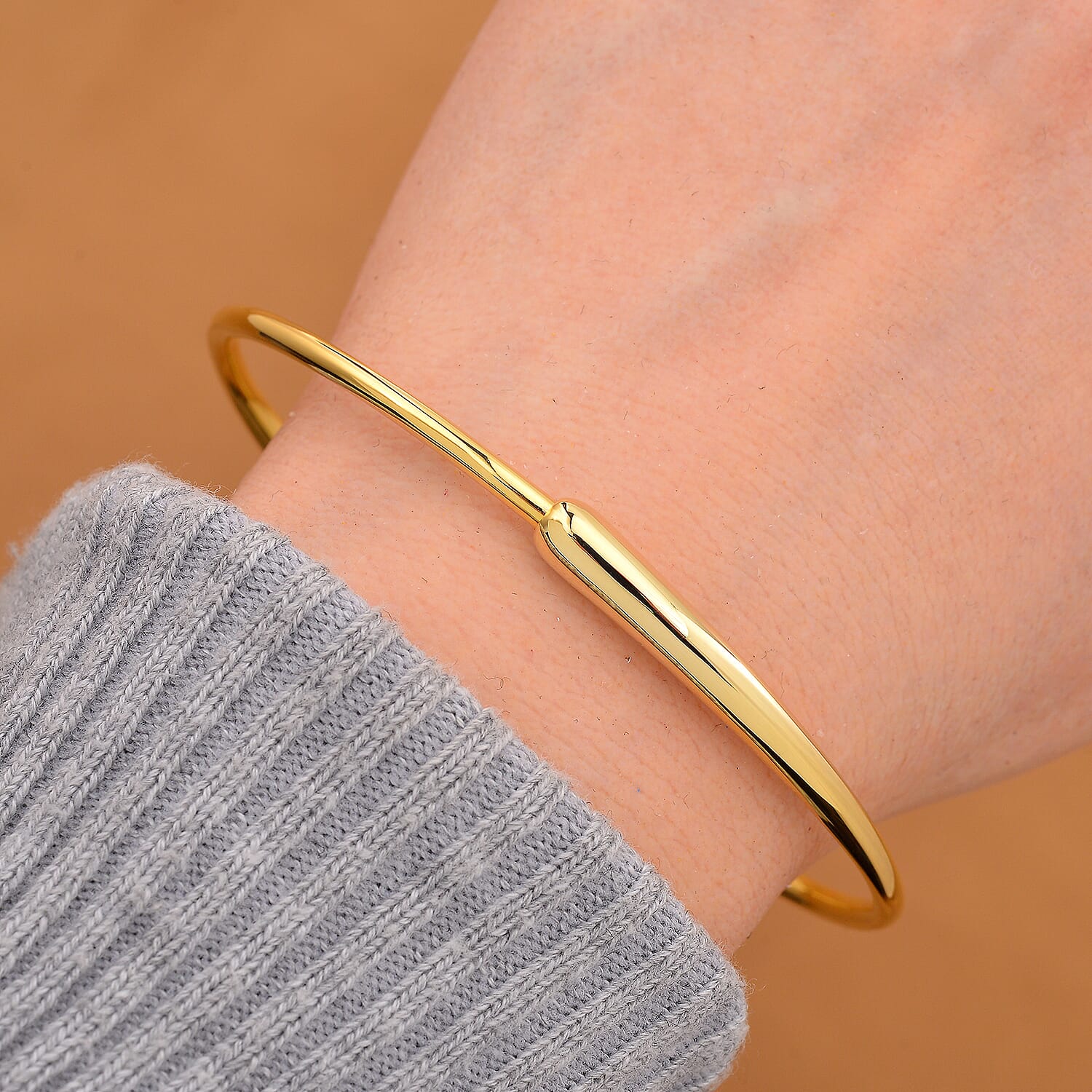 LUCY Q - Drop Link Collection Full Bangle in 18K Vermeil Yellow Gold Plated Sterling Silver