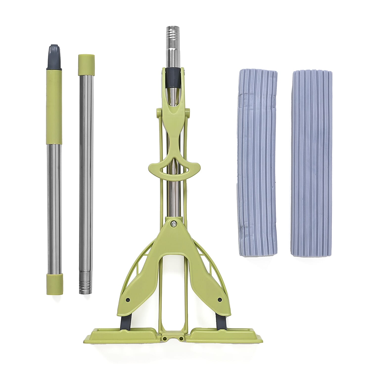 Floor Mop for Easy Squeeze! - Absorbent PVA, 3-Section Stainless Steel Handle Plus Extra Head (122cm) - Green