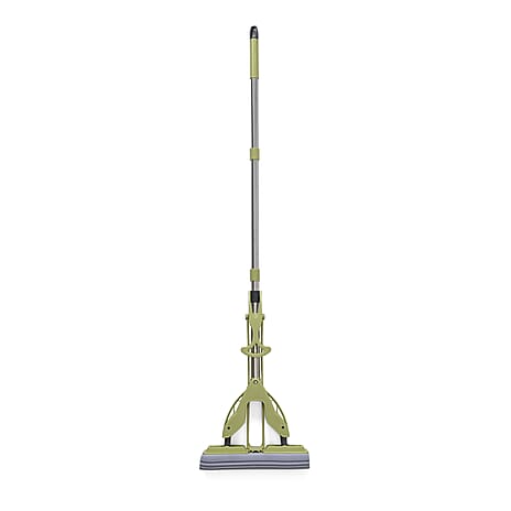Absorbent PVA Mop for Floors Easy Cleaning - 3-Section Stainless Steel Handle & Extra Refill (122cm) - Green