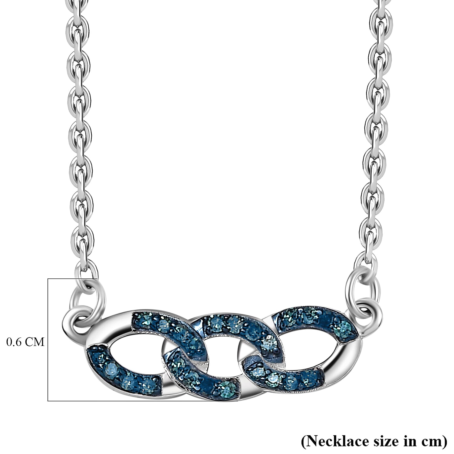 Blue Diamond Necklace (Size - 20) with Lobster Clasp in Rhodium Overlay Sterling Silver 0.20 Ct