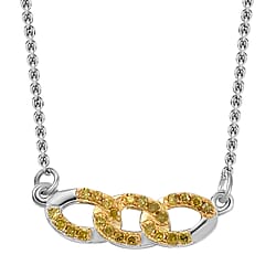 Yellow Diamond Necklace (Size - 20) with Lobster Clasp in Rhodium Overlay Sterling Silver