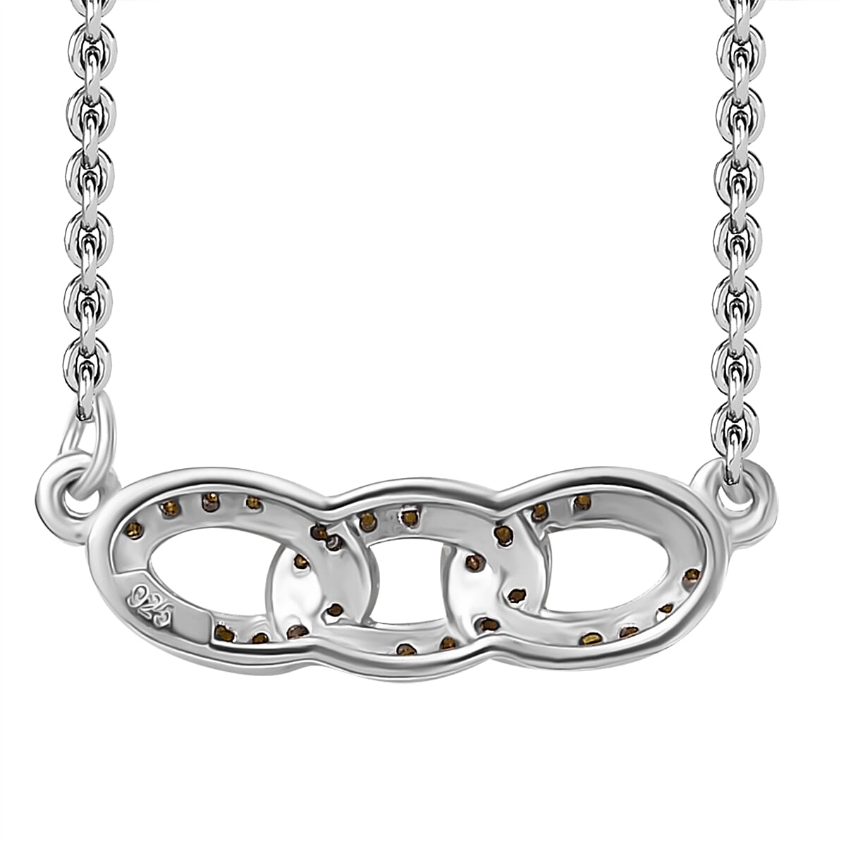 Yellow Diamond Necklace (Size - 20) with Lobster Clasp in Rhodium Overlay Sterling Silver 0.20 Ct