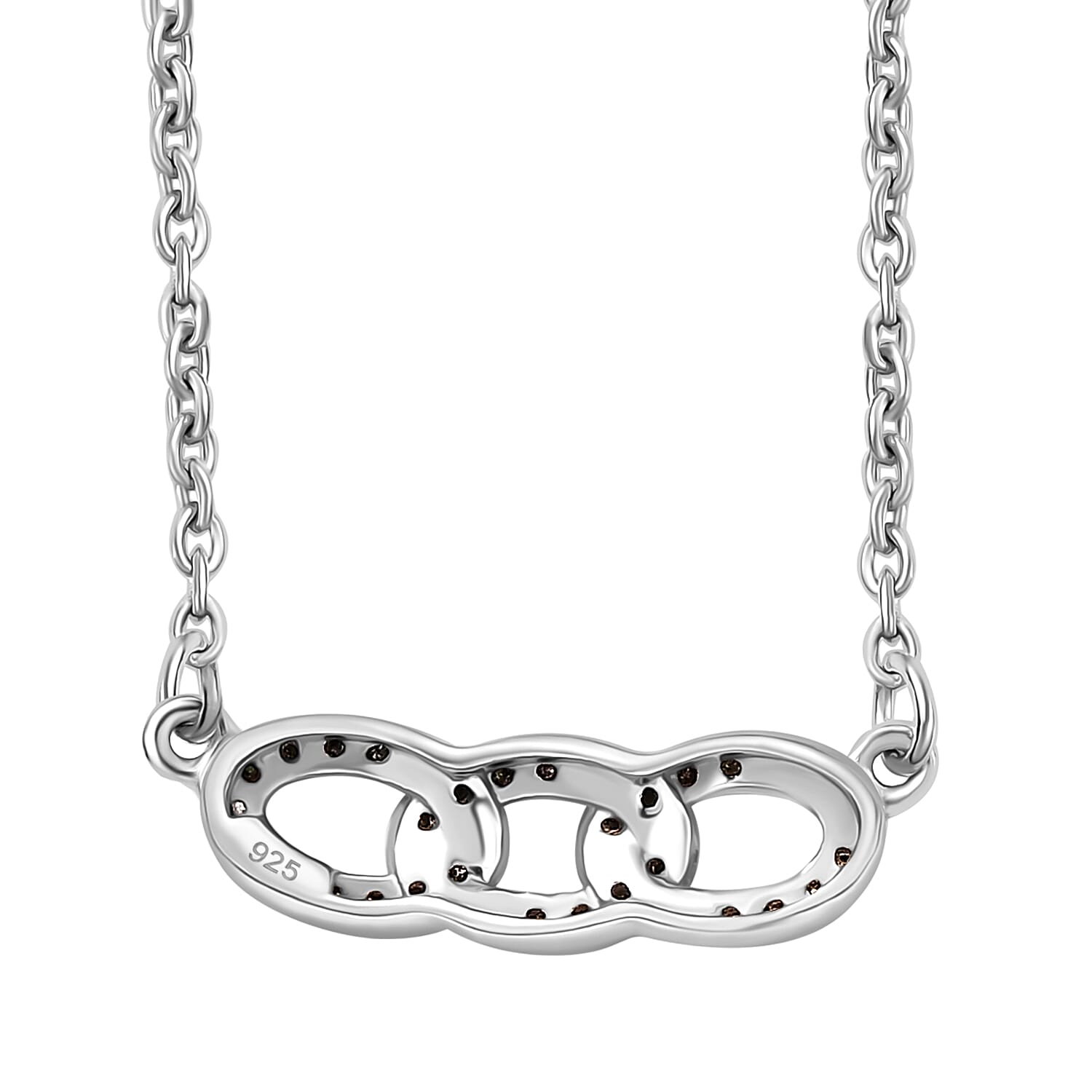 Green Diamond Necklace (Size - 20) with Lobster Clasp in Rhodium Overlay Sterling Silver 0.20 Ct