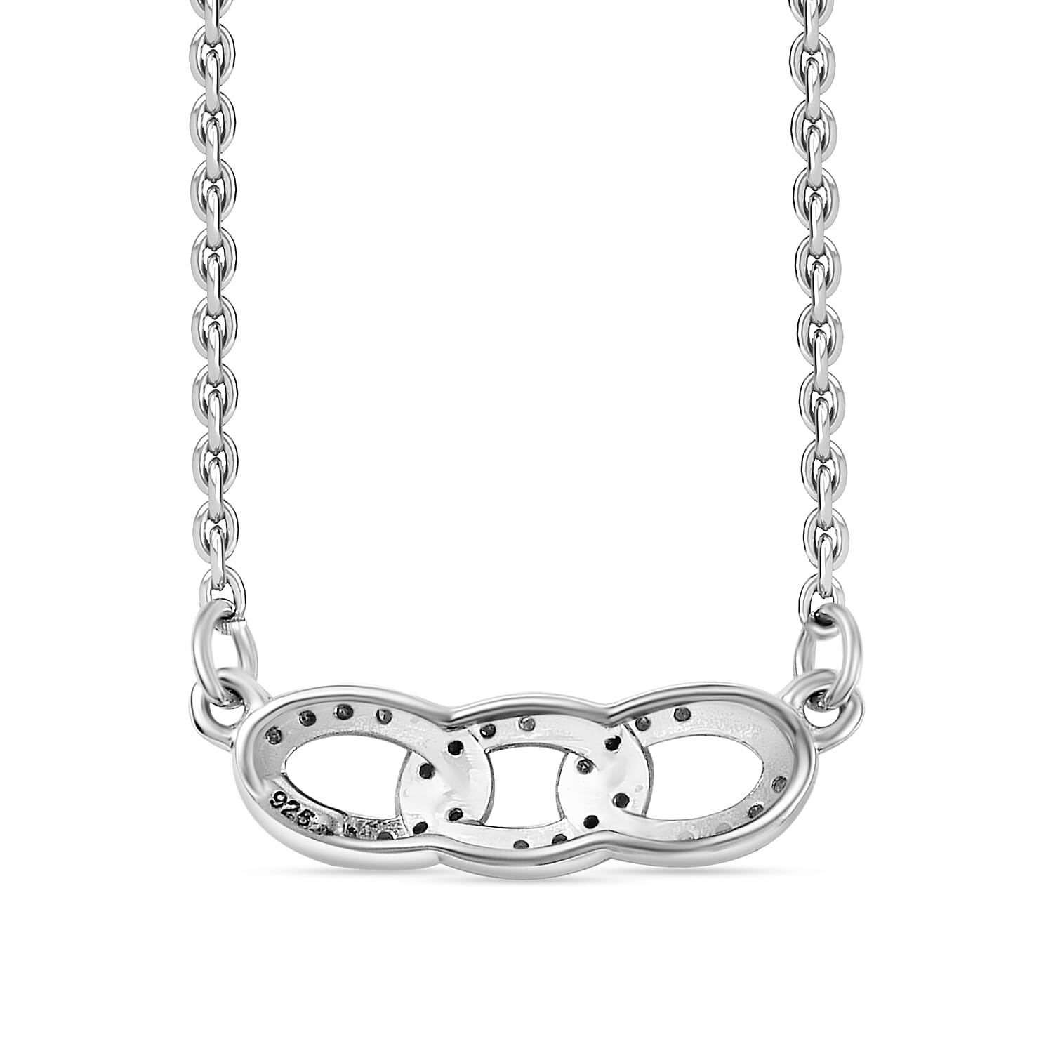 White Diamond Necklace (Size - 20) with Lobster Clasp in Rhodium Overlay Sterling Silver 0.20 Ct