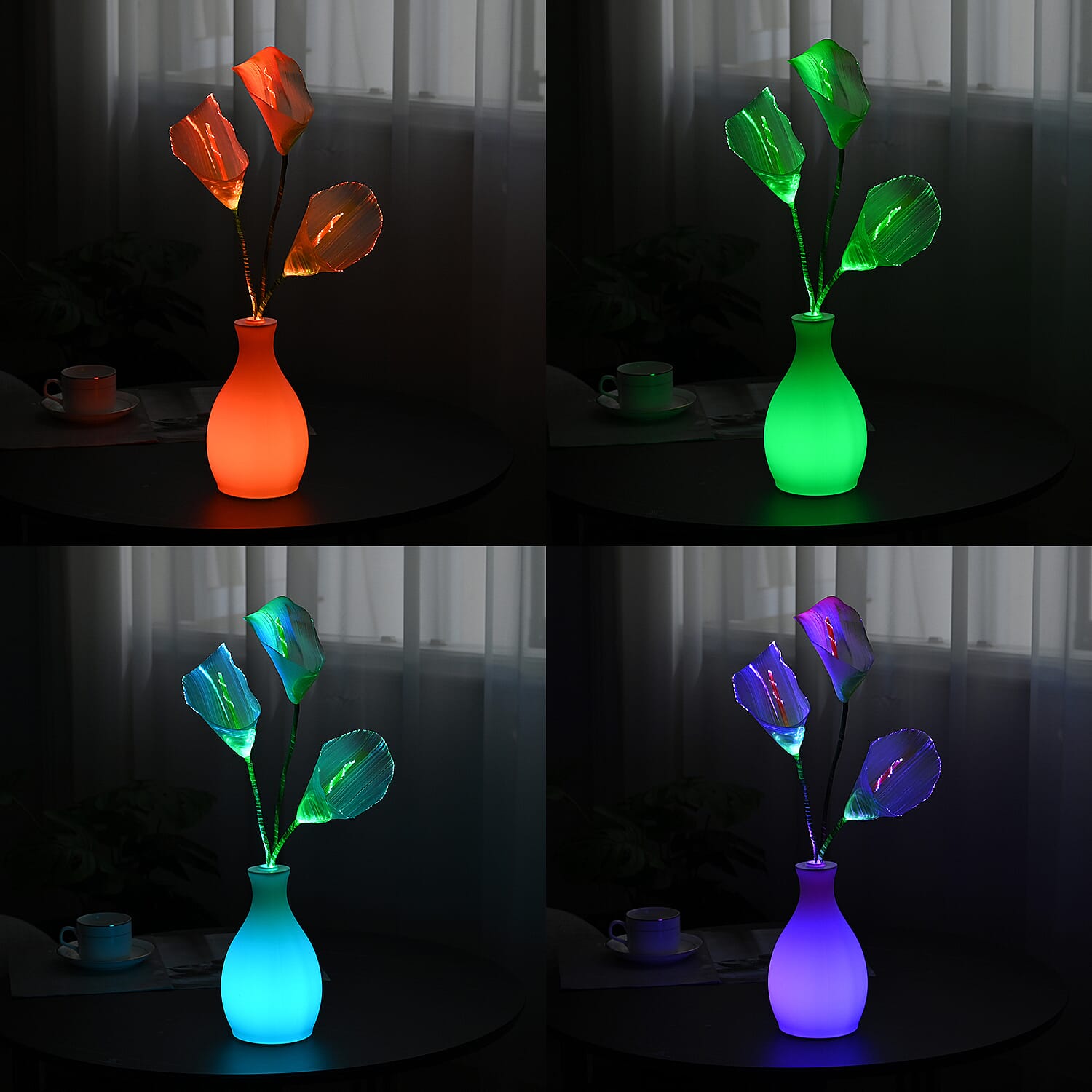 Decorative  Common Calla Lily Fiber Optic Flower with RGB LED Lighting - Light Yellow