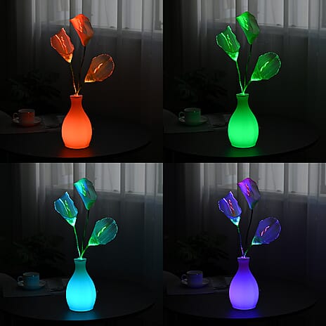 Decorative  Common Calla Lily Fiber Optic Flower with RGB LED Lighting - Light Yellow