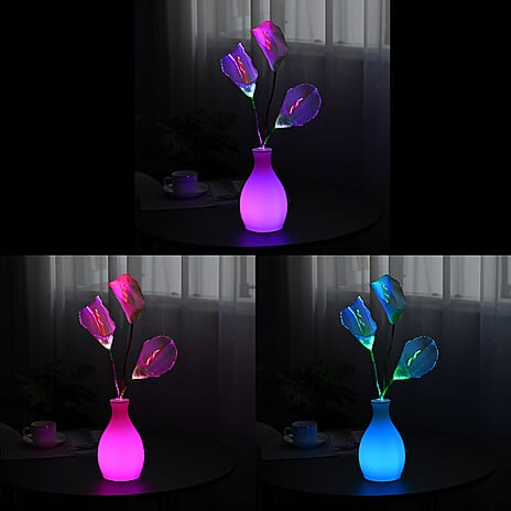 Decorative  Common Calla Lily Fiber Optic Flower with RGB LED Lighting - Light Yellow