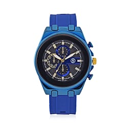 STRADA Japanese Movement Water Resistant Black Hydraulic Dial Watch with Orange Colour Silicone Strap