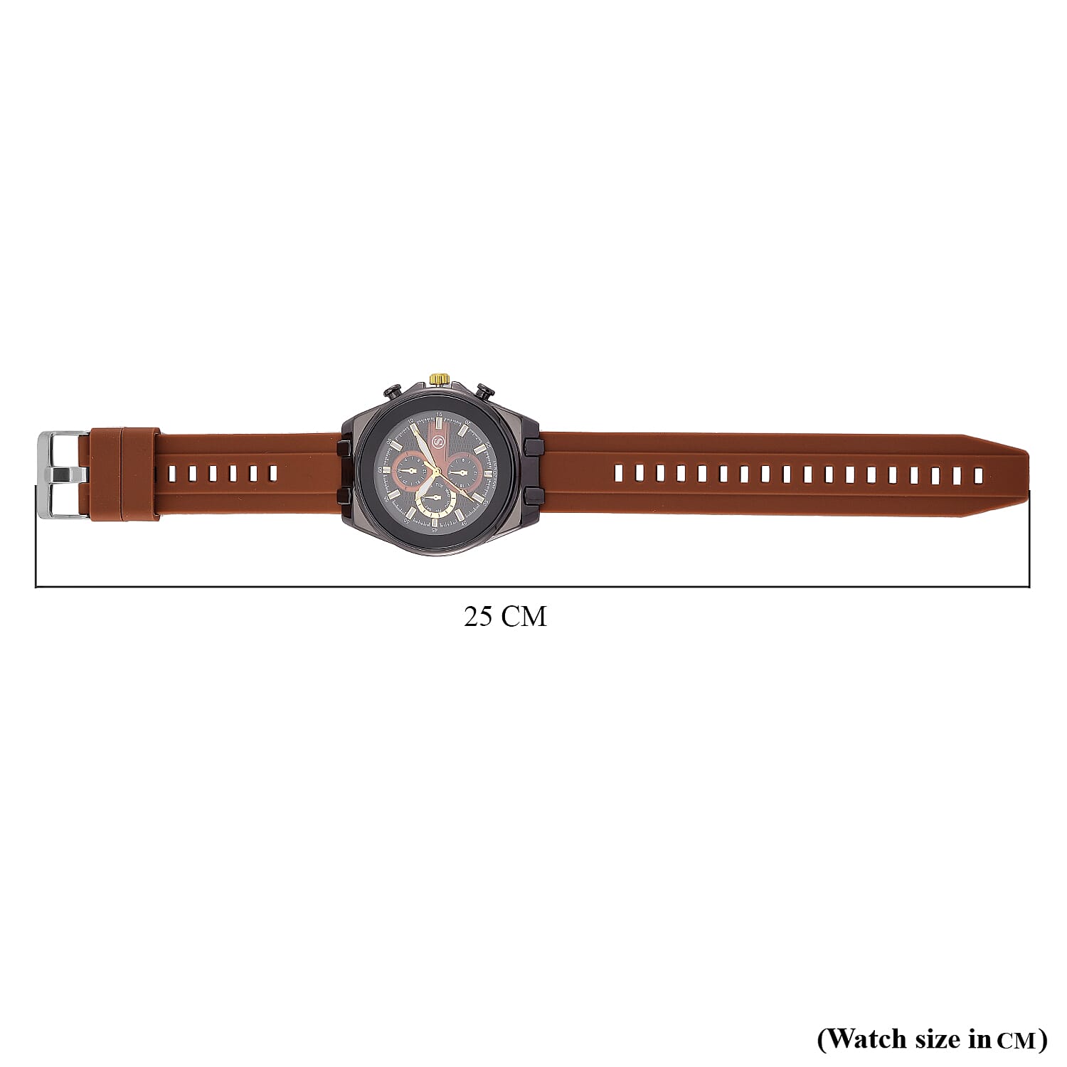 STRADA Japanese Movement Water Resistant Black Hydraulic Dial Watch with Brown Colour Silicone Strap