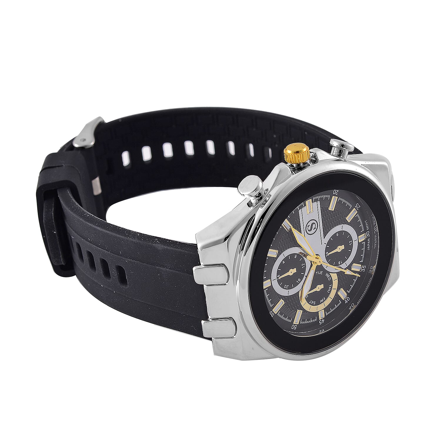 FATHERS DAY SPECIAL - STRADA Japanese Movement Water Resistant Hydraulic Dial Watch with Black Colour Silicone Strap FATHERS DAY SPECIAL - STRADA Japanese Movement Water Resistant Hydraulic Dial Watch with Black Colour Silicone Strap