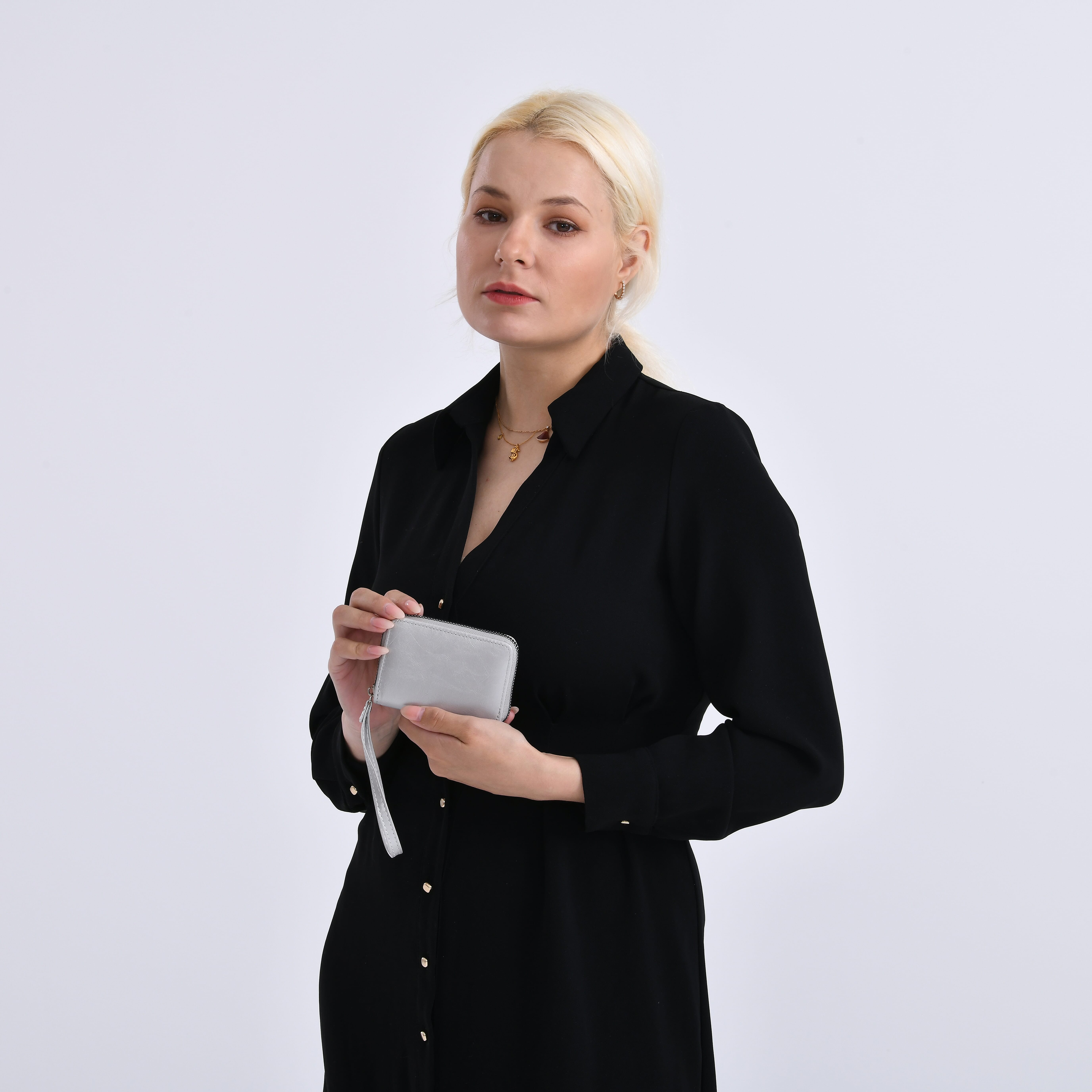 Set of 2- Sling Crossbody Bag with Card Holder - Silver