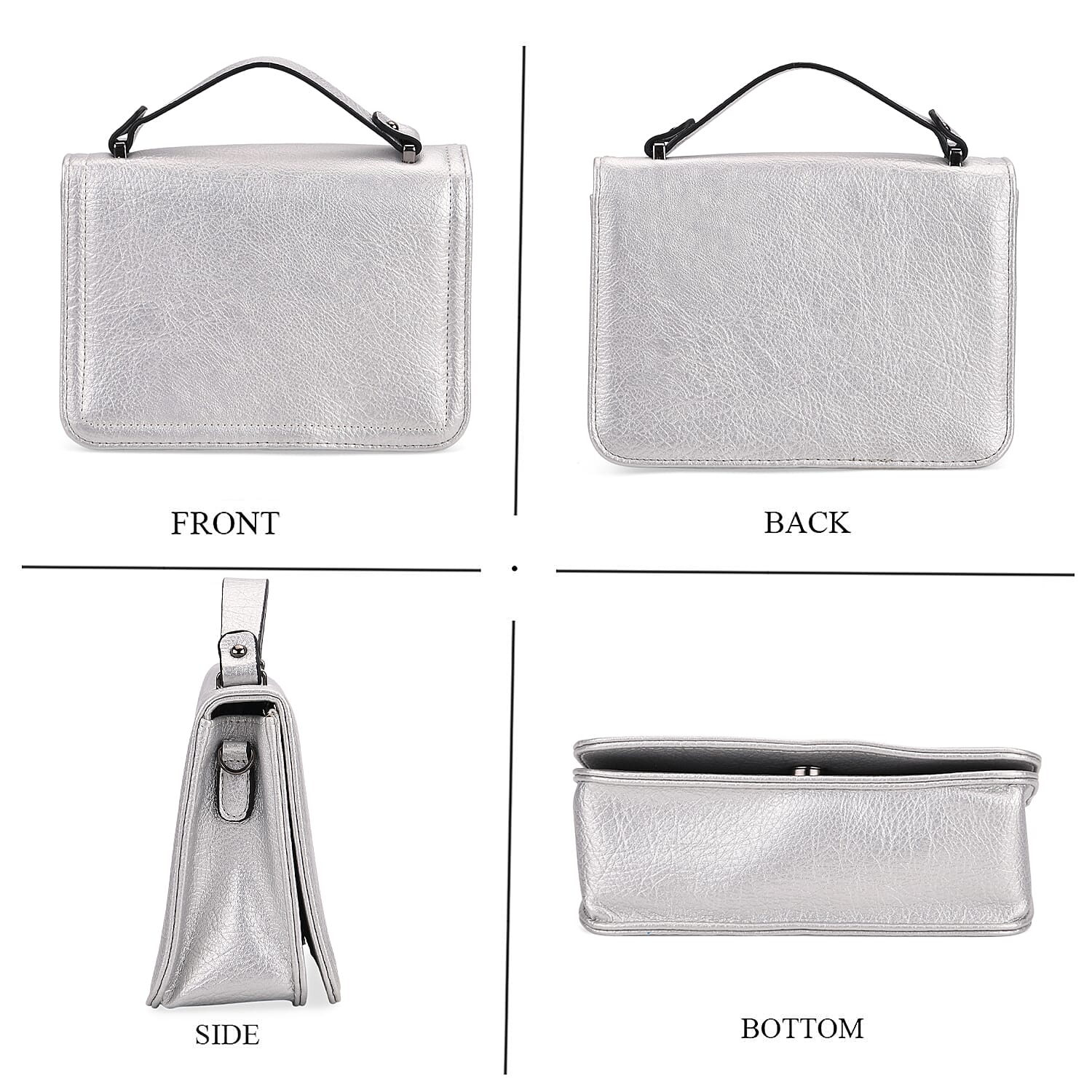 Set of 2- Sling Crossbody Bag with Card Holder - Silver