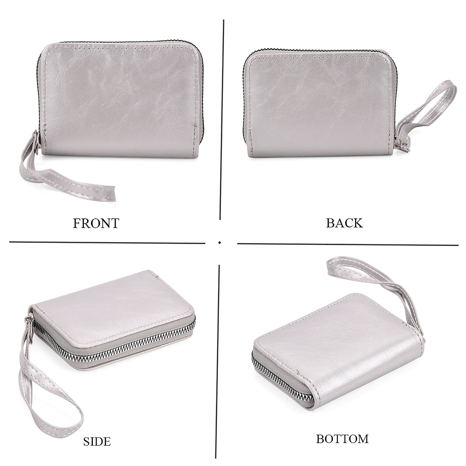 Set of 2- Sling Crossbody Bag with Card Holder - Silver