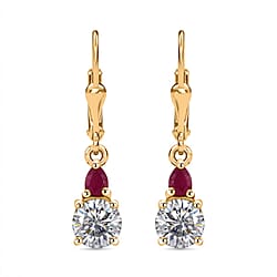 Solitaire Lever Back Earring in 18K Vermeil Yellow Gold Plated Sterling Silver