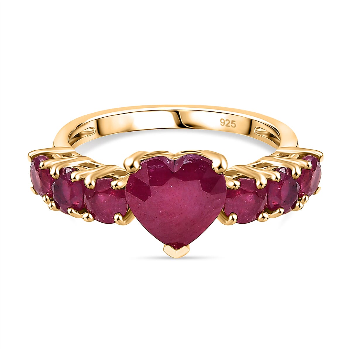 African Ruby Ring in 18K Vermeil Yellow Gold Plated Sterling Silver 4.5 Ct.