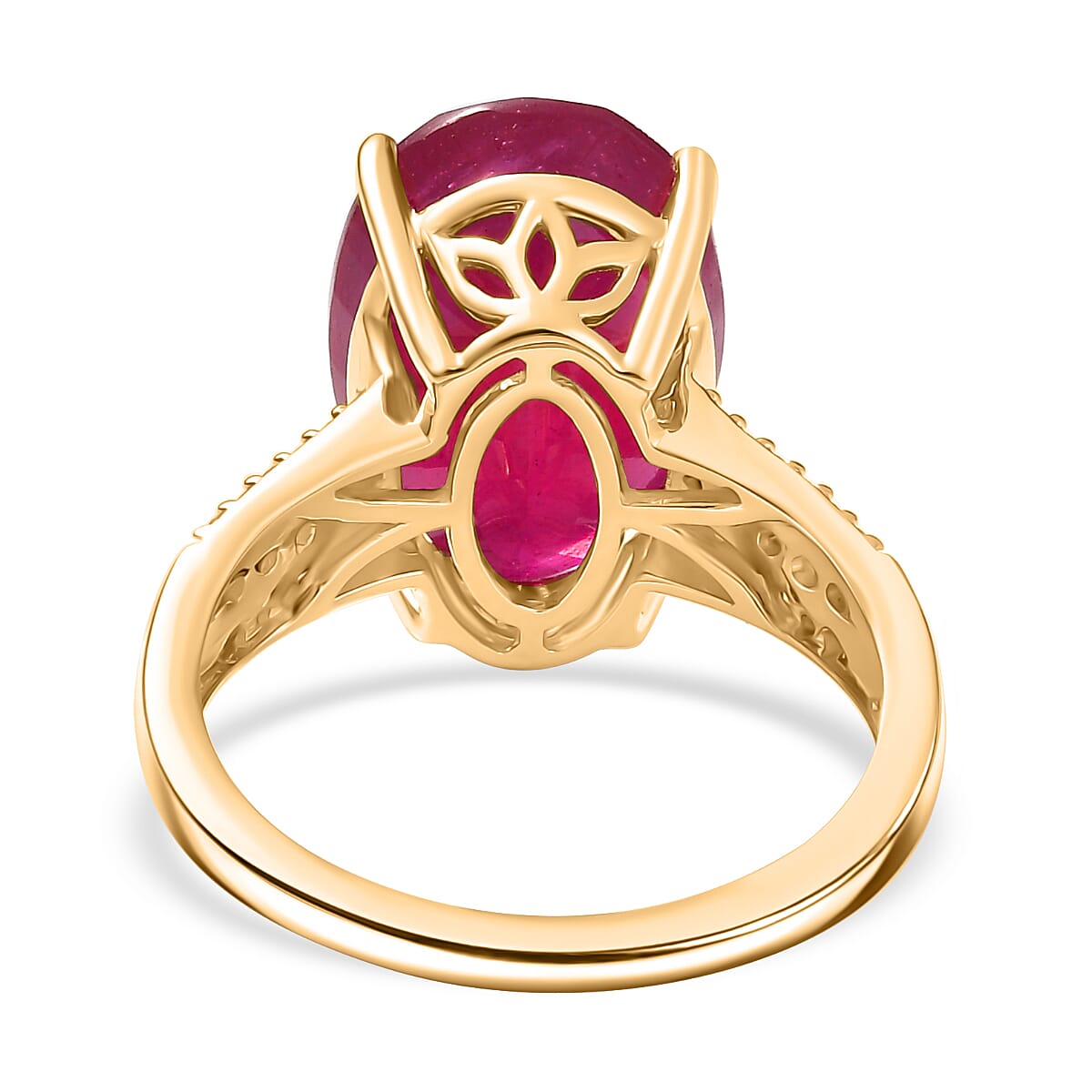 9K Yellow Gold African Ruby, Natural Yellow Diamond & White Diamond Ring 10.30 Ct, Gold Wt.2.92 Gms.