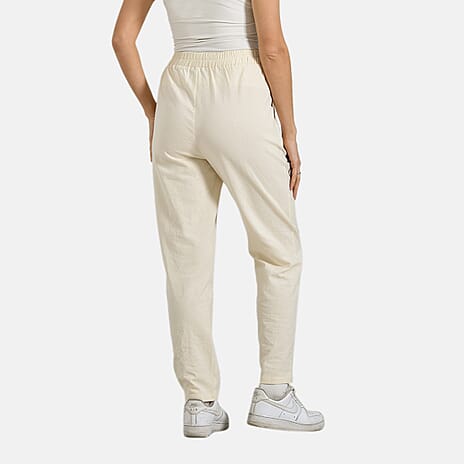 La Marey 100% Cotton Relaxed Fit Capri Trousers (Size - XXL) - Beige