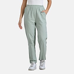 La Marey 100% Cotton Relaxed Fit Capri Trousers (Size - S) - Beige