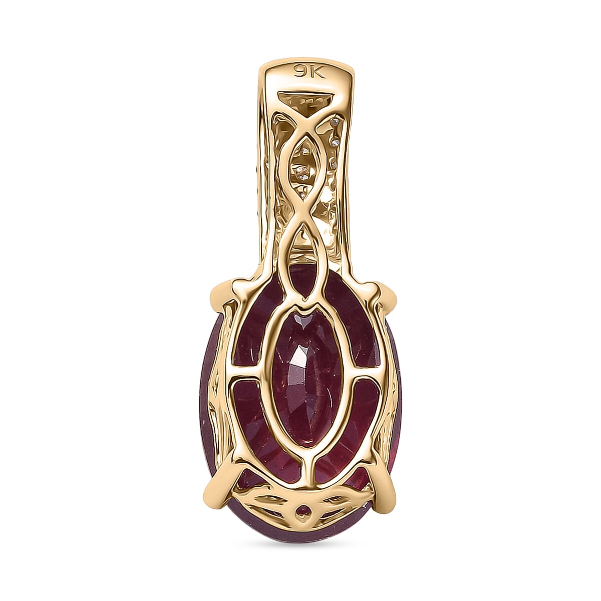 9K Yellow Gold African Ruby, Natural Yellow Diamond & White Diamond Pendant 9.52 Ct. 9K Yellow Gold African Ruby, Natural Yellow Diamond & White Diamond Pendant 9.52 Ct.