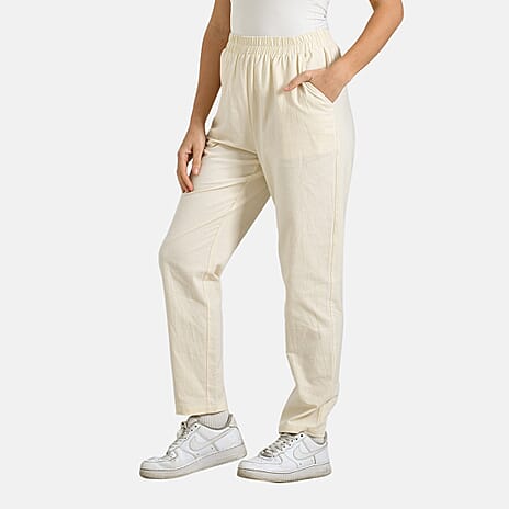 & Maisi Cotton Solid Jean and Pant-Trouser (Size 68x1 cm) - Beige & Beige